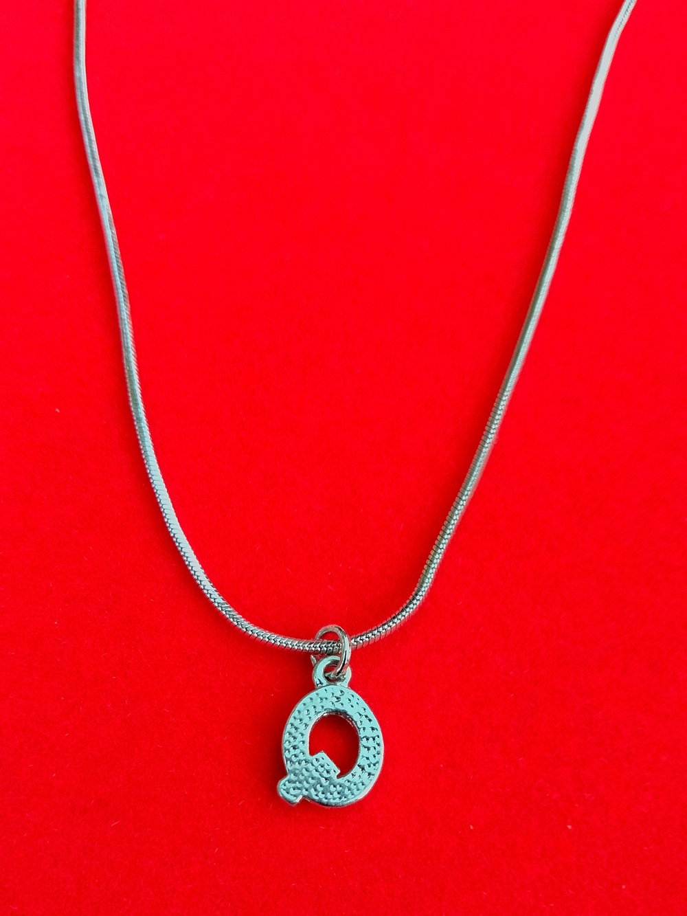 Silver Letter Q Pendant Necklace - Women Jewelry